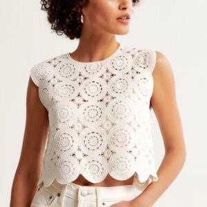 Abercrombie & Fitch Cream Lace Crochet Top Boho size Small